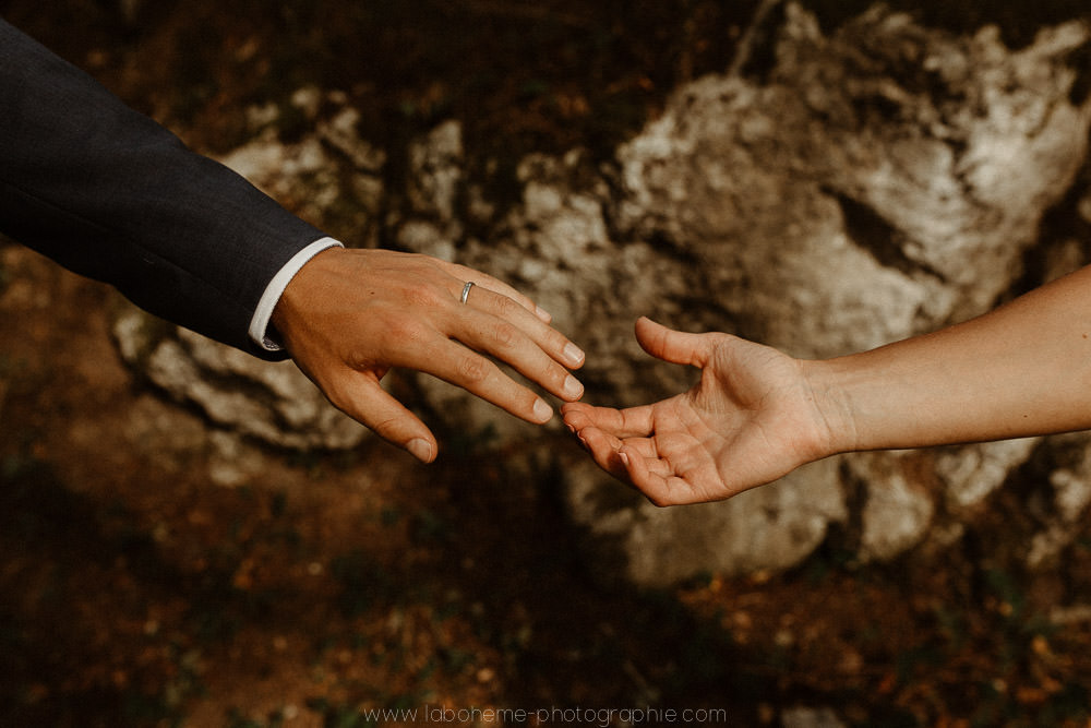 photo de mariage en forêt